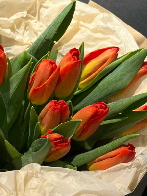 Букет «15 тюльпанов в оформлении»