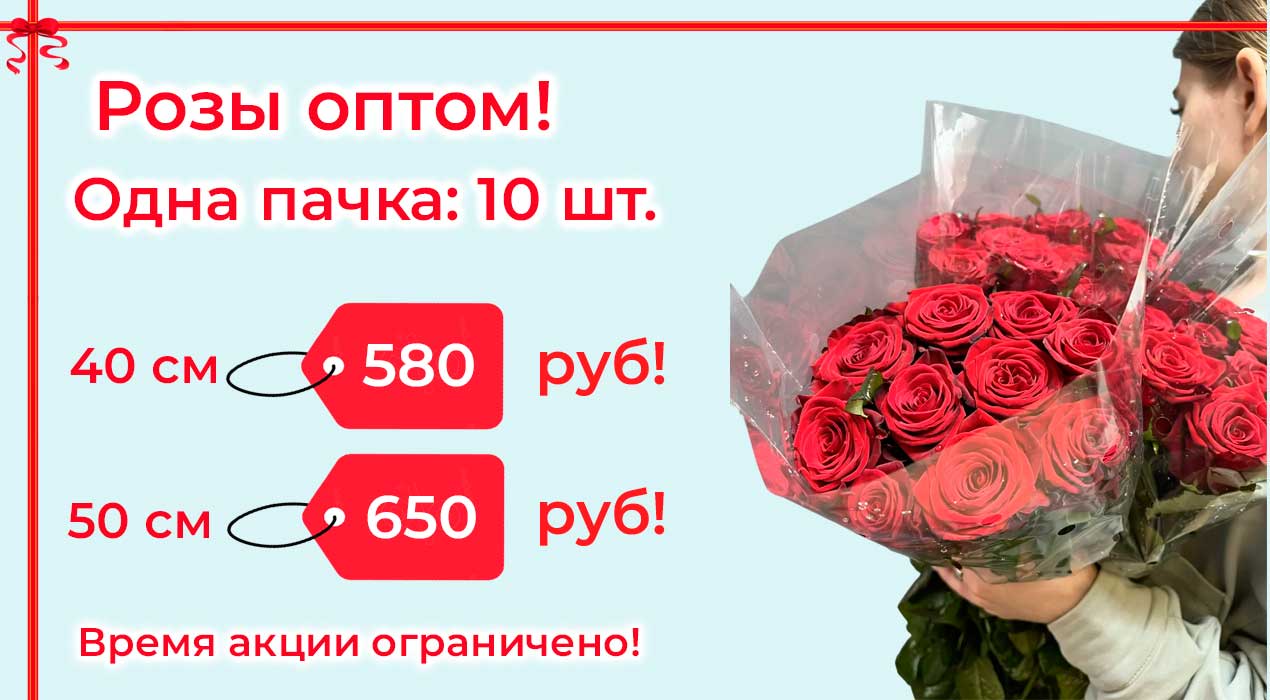 Акция 115 Розы оптом. 1 пачка 10 шт.